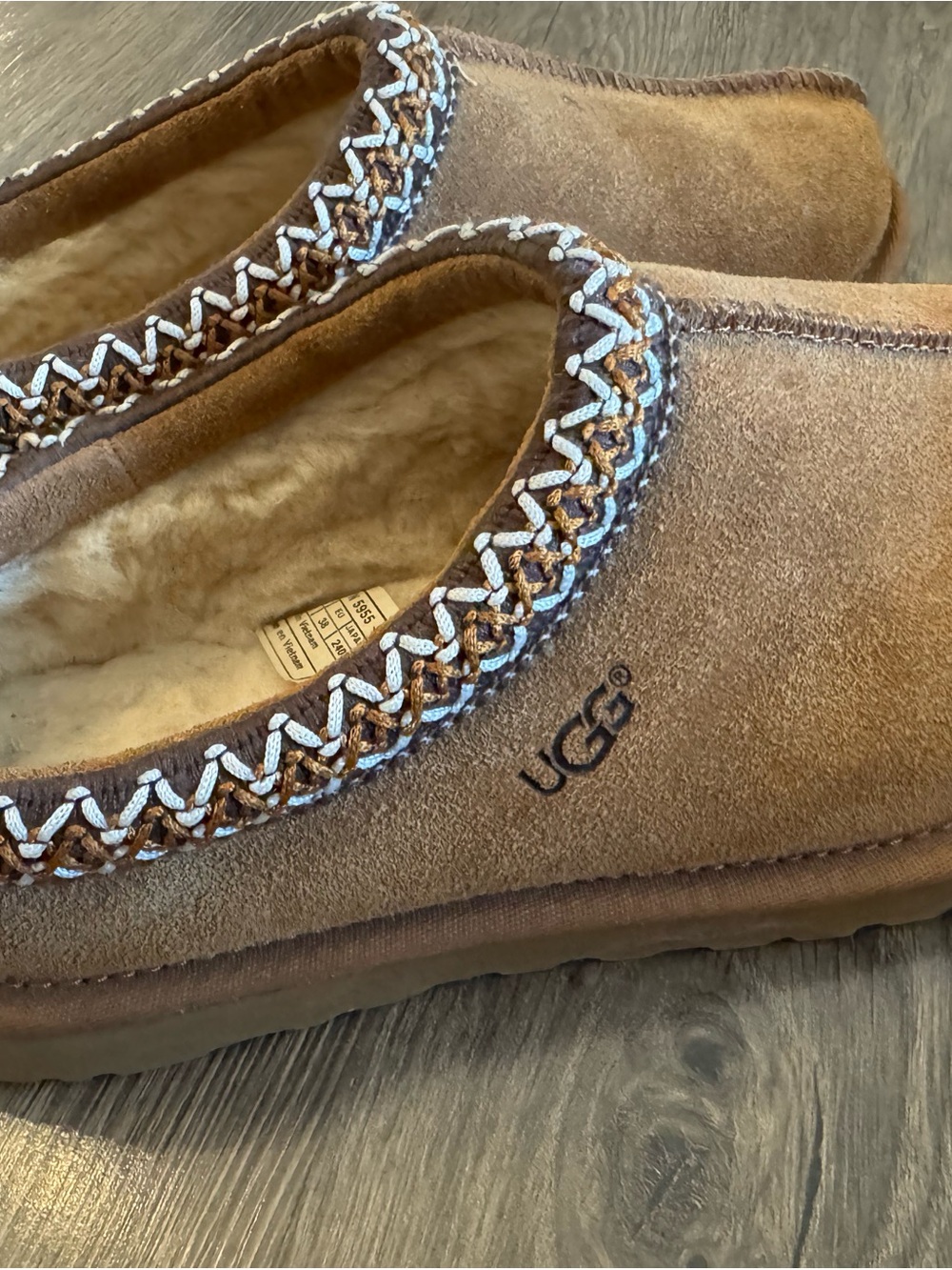 UGG Men's Chestnut Suede Shearling Slip-On Moccasins